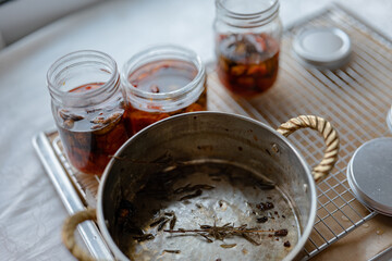 Roasted Tomatoes in Olive Oil,dry small tomatoes,cooking process,canned food,healthy home...
