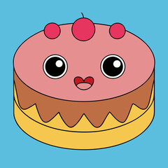 Sweet cake with cherry cartoon vector illustration