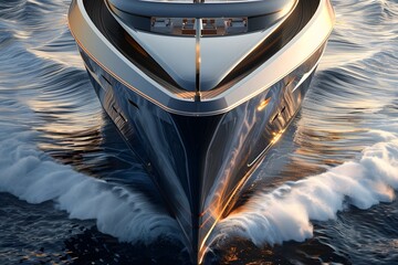 Close-up of a luxury yacht's tender boat ready for an island excursion 