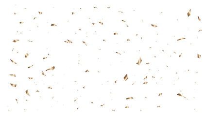 Gold Shiny ribbons set for holiday design. Golden serpentine and confetti on transparent background.Abstract background with many falling tiny gold confetti pieces and ribbon.
