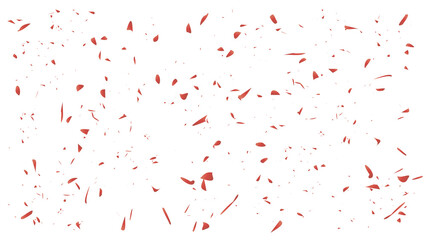 The shining red png dust, confetti with reflections. Festive background with gold glitter and confetti for celebration.Shining gold dust texture on a transparent background. Abstract red particles.