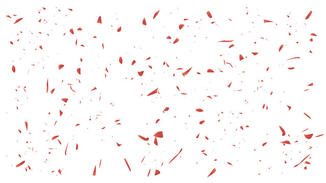 The shining red png dust, confetti with reflections. Festive background with gold glitter and confetti for celebration.Shining gold dust texture on a transparent background. Abstract red particles.