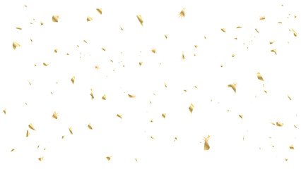 Fototapeta premium The shining gold dust, confetti with reflections.Festive background with gold glitter and confetti for celebration.Shining gold dust texture on a transparent background. Abstract gold particles.