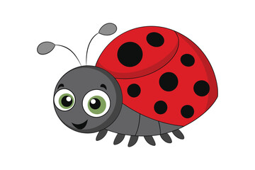 Charming Cartoon Ladybug Vector Illustration.
