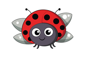 Charming Cartoon Ladybug Vector Illustration.