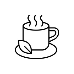 Hot tea outline icons, minimalist vector illustration ,simple transparent graphic element .Isolated on white background