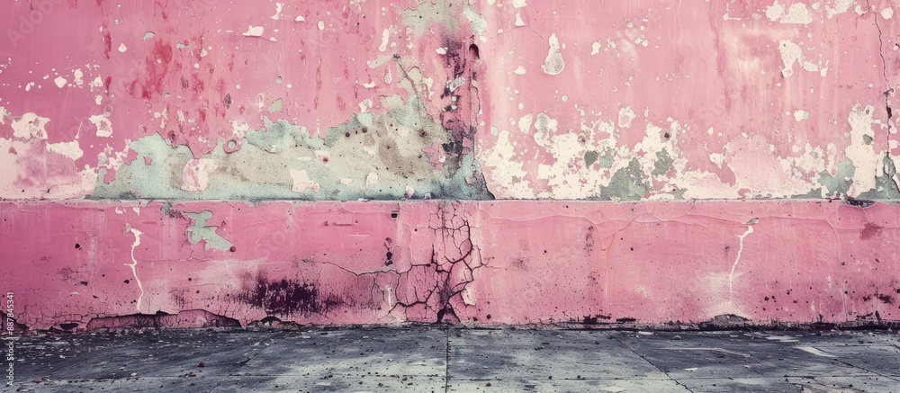 Poster grungy pink wall providing a vintage backdrop or texture with ample copy space image