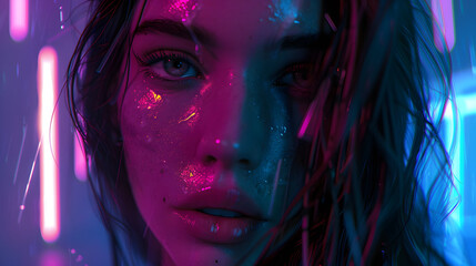 Generative AI, Cyberpunk Beauty: Futuristic Femme Fatale