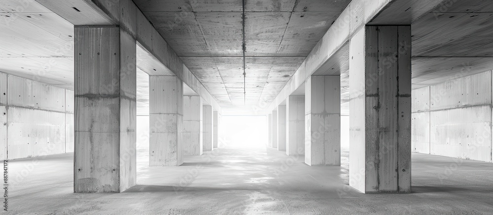 Poster Concrete construction concept shown in a column under the ceiling with a copy space image