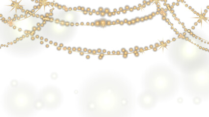 A luxurious gold background with sequins and confetti. Festive vector background with golden garland, stars and confetti for celebration/ background with glowing golden particles.