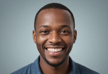 Obraz premium Portrait view of a regular happy smiling South Africa man, ultra realistic, candid, social media, avatar image, plain solid background