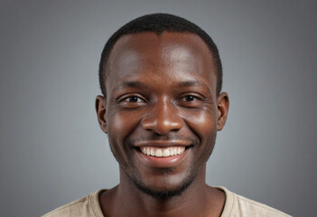 Obraz premium Portrait view of a regular happy smiling Central African Republic man, ultra realistic, candid, social media, avatar image, plain solid background