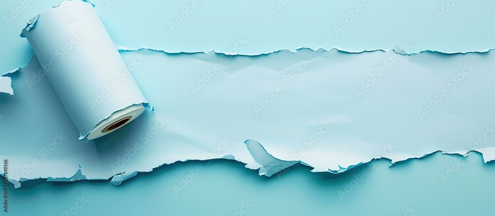 Poster light blue torn paper revealing a milky copy space image for custom messages wrapped around a paper 