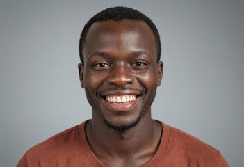 Fototapeta premium Portrait view of a regular happy smiling Guinea-Bissau man, ultra realistic, candid, social media, avatar image, plain solid background