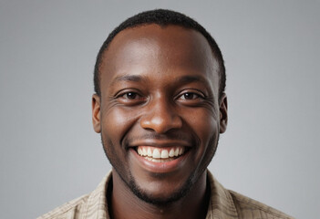 Fototapeta premium Portrait view of a regular happy smiling Kenya man, ultra realistic, candid, social media, avatar image, plain solid background