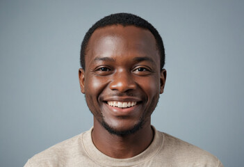 Fototapeta premium Portrait view of a regular happy smiling Malawi man, ultra realistic, candid, social media, avatar image, plain solid background