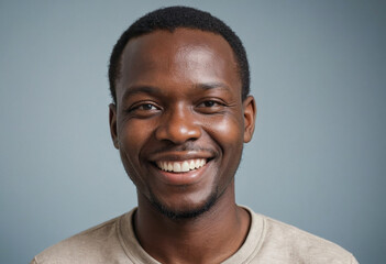 Obraz premium Portrait view of a regular happy smiling Malawi man, ultra realistic, candid, social media, avatar image, plain solid background