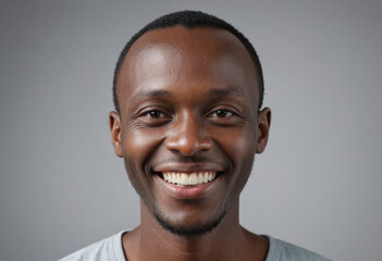 Obraz premium Portrait view of a regular happy smiling Rwanda man, ultra realistic, candid, social media, avatar image, plain solid background