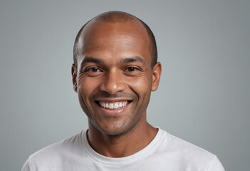 Obraz premium Portrait view of a regular happy smiling Seychelles man, ultra realistic, candid, social media, avatar image, plain solid background