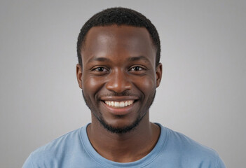 Obraz premium Portrait view of a regular happy smiling Sierra Leone man, ultra realistic, candid, social media, avatar image, plain solid background