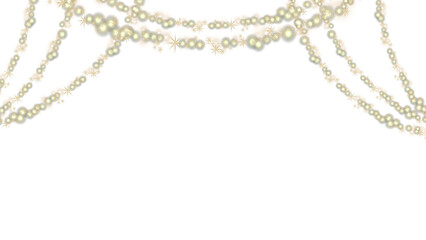 A luminous garland of lights, an LED neon lamp.A banner with sequins and garlands and silver stars.Gold and silver streamers with glowing lights.