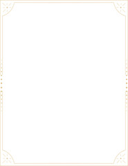 Obraz premium Line golden frame, celestiam minimal esoteric border, mystyc linear decoration with dots, corners isolated on dark background. Geometric shape, tarrot 