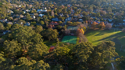 Arial Photo sunrise in North Turramurra, Sydney, Australia
