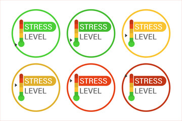 Measuring the level of stress. Set of icons with different indicators