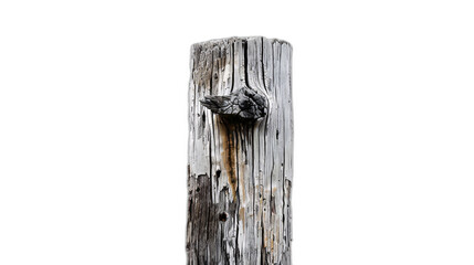 A solitary wooden post, stripped bare by the elements, dominates the frame. Its rough texture and splintered edges tell a story of countless hunts. Deep gouges, likely from lion claws, mar the