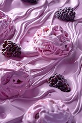 Ice cream close-up with fruit flavor. Selective focus.