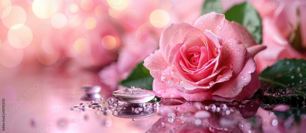 Aufkleber Selective focus on cosmetics enriched with rose flower extract enhancing the natural elements in the captivating copy space image