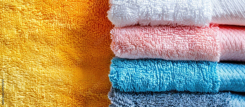Poster Beautiful towels arranged on a towel background creating an abstract copy space image