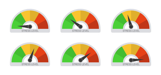 Measuring the level of stress. Set of icons with different indicators