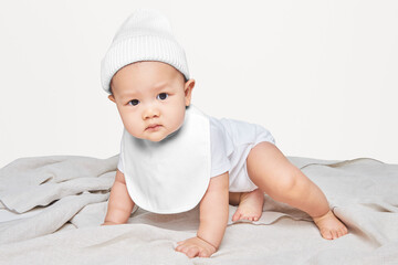 Png baby apron and knit hat mockup