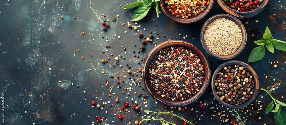 Poster background image featuring healthy eating with quinoa vegan food theme with copy space image