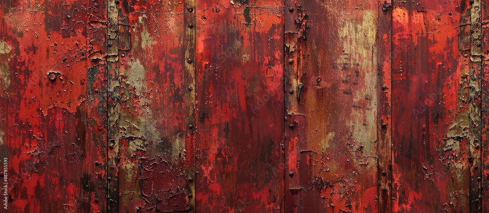 Poster vintage rusty red iron wall background showcasing various layers of paint and rust perfect for a cop