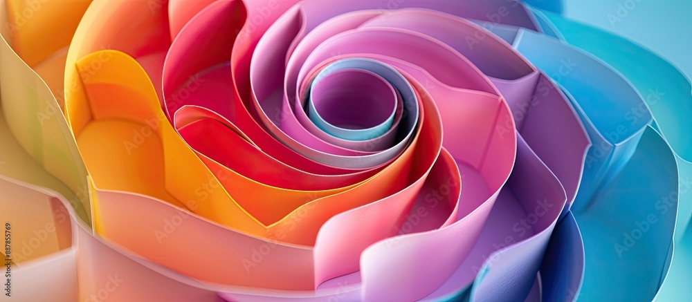 Aufkleber Colorful paper spirals on a paper backdrop create a macro abstract copy space image