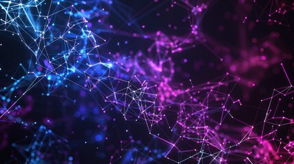 Abstract Digital Network with Glowing Lines and Dots