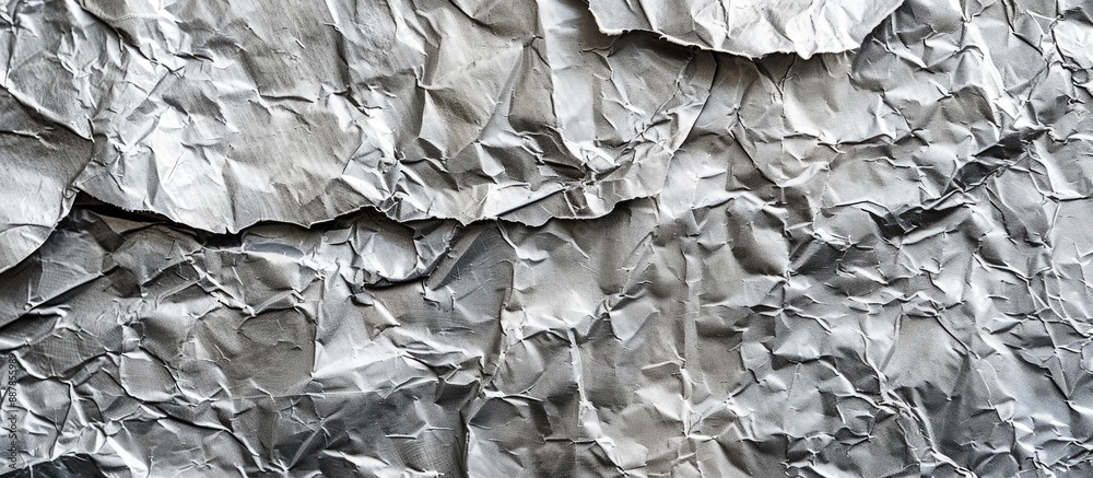Aufkleber wrinkled shiny recycled paper closeup with a light grey background for artwork with copy space image