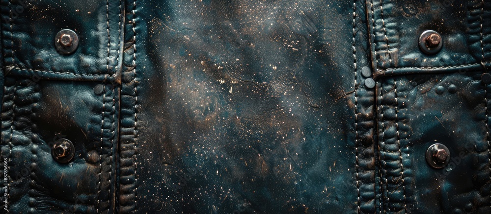 Poster leather jacket rivets on a textured background with a seam pocket perfect for a copy space image