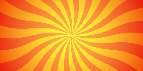 Seamless retro vintage burst sunrise sunbeam element spiral striped illustration sunray template wallpaper design. Vector orange sun rays and sunburst backdrop background.