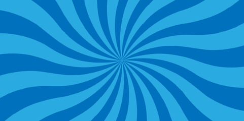 Vector abstract blue sun rays sunburst backdrop background. Modern seamless retro vintage burst sunrise sunbeam element spiral striped illustration sunray template wallpaper design.