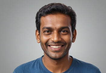 Obraz premium Portrait view of a regular happy smiling Sri Lanka man, ultra realistic, candid, social media, avatar image, plain solid background