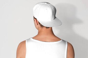 Png tank top mockup and snapback cap teen’s streetwear fashion shoot
