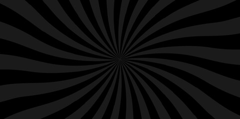 Vector abstract black sun rays sunburst backdrop background. Modern seamless retro vintage burst sunrise sunbeam element spiral striped illustration sunray template wallpaper design.