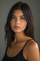 Fototapeta premium A studio headshot portrait of a young woman in her mid-twenties with Cuban heritage. 