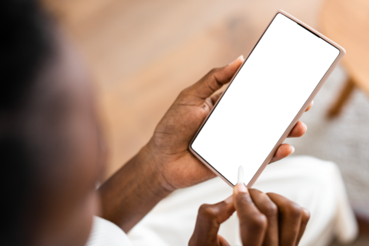 Smartphone png screen mockup with stylus pen