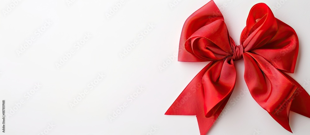 Aufkleber A vibrant red bow with a clipping path on a white backdrop perfect for a copy space image