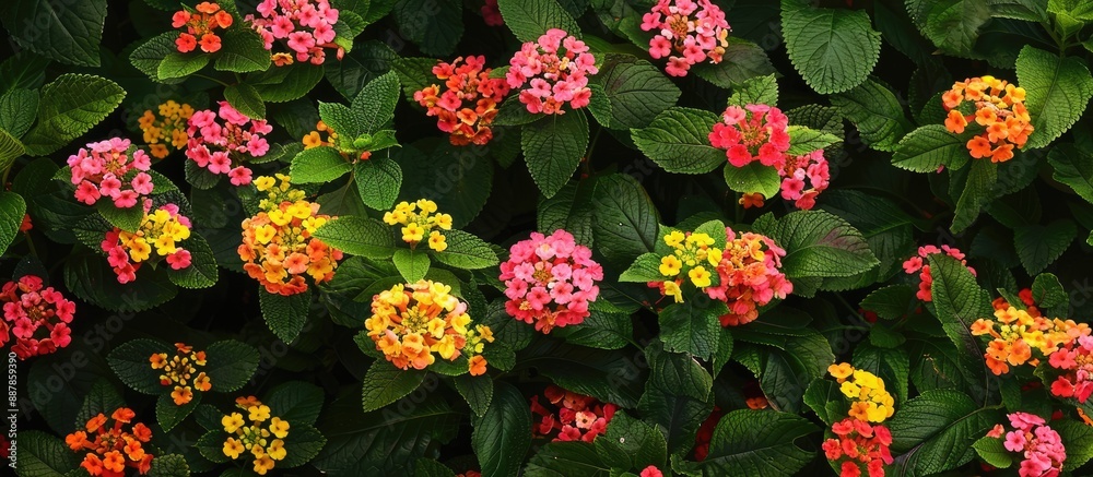 Poster A vibrant lantana camara with red and yellow hues creates a stunning display in the copy space image