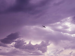 Dramatic sky purple stormy clouds